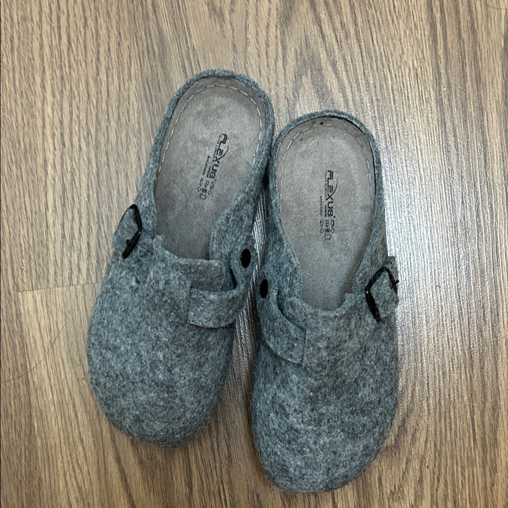 Gray Felt Mules